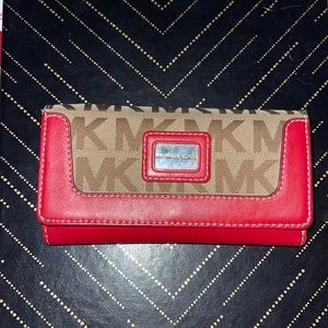 Michael Kors Red and Brown Wallet